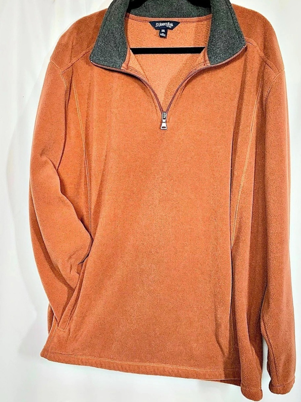 St. John's Bay Quarter-Zip Fleece Pullover Brown & Gray XXL